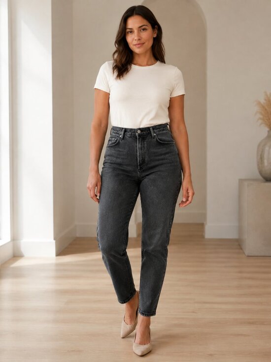 Agolde Denim - AGOLDE Nico High Rise Slim Jeans Washed Black Size 31 Organic Cotton
